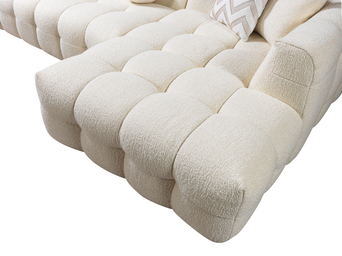 front view of Lili Ivory Boucle RAF sectional