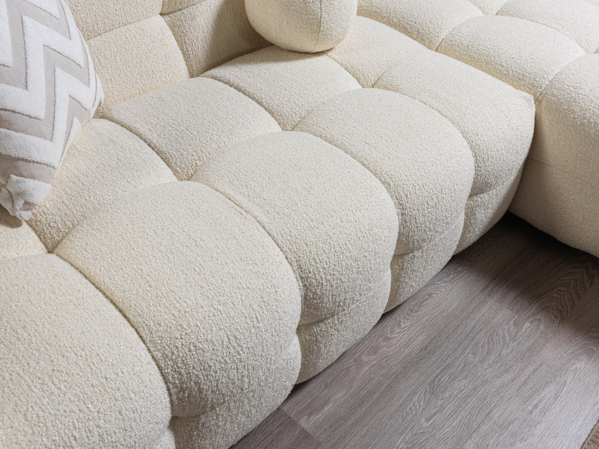 decorated living space showing Lili Ivory Boucle RAF sectional