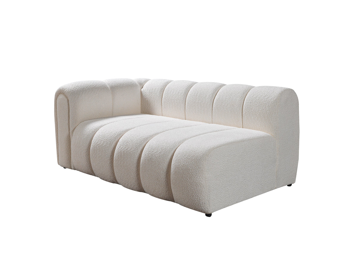 Front shot of ivory boucle sectional sofa
