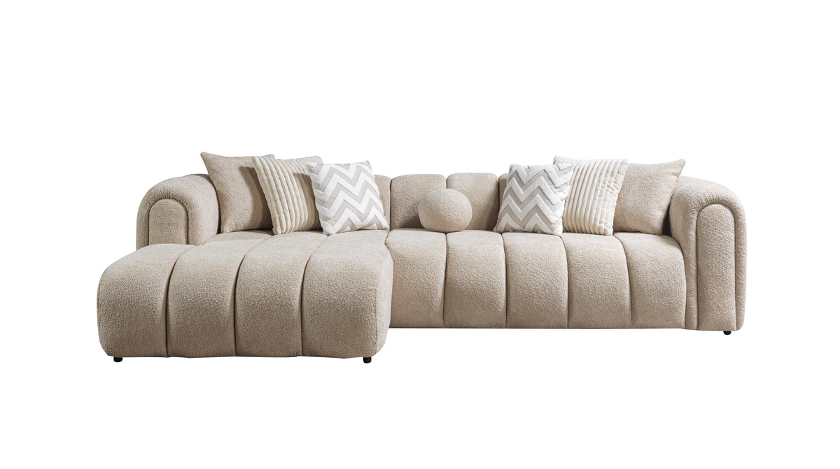 Elly Sand Boucle sectional sofa main front view
