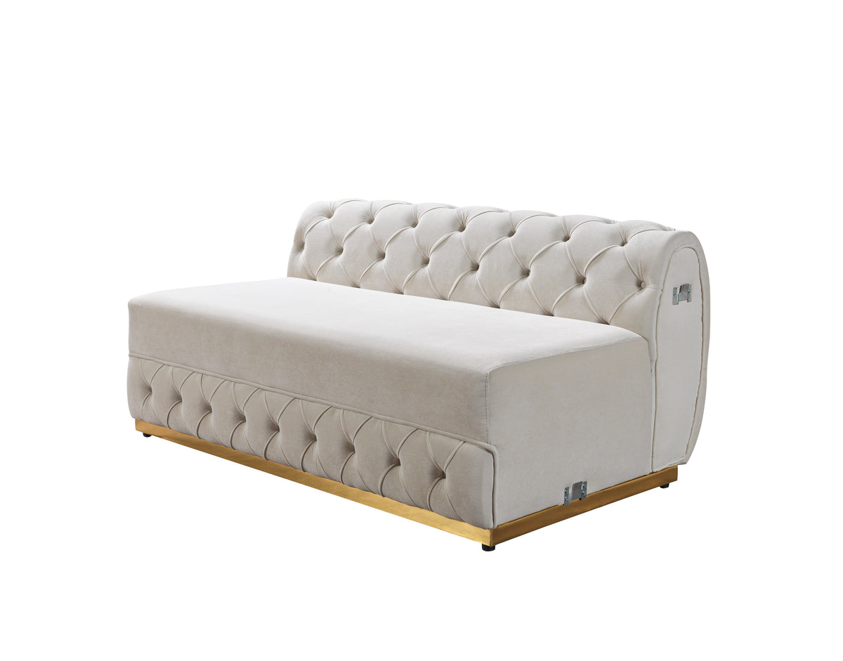 main frontal shot of Oprah Ivory Velvet Double Chaise