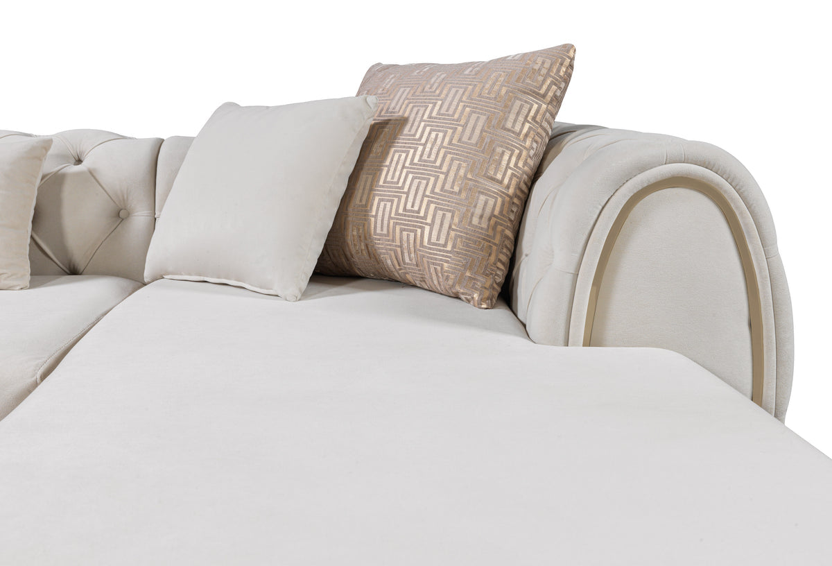 another main angle of Oprah Ivory Velvet Double Chaise Sectional