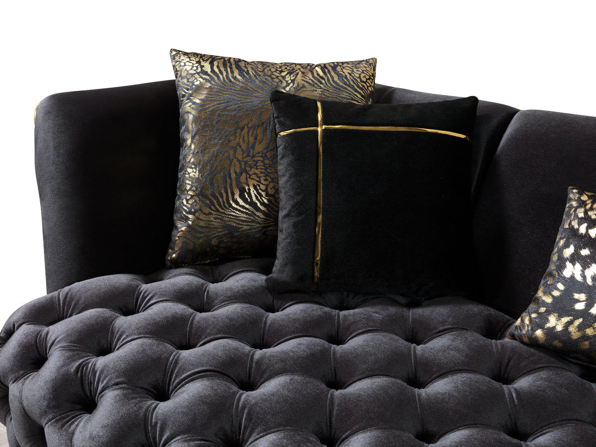Jenny sofa and loveseat set in black velvet, main view