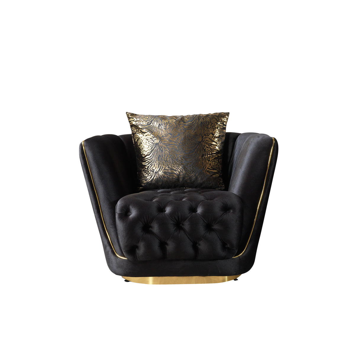 Jenny black velvet sofa and loveseat set front view