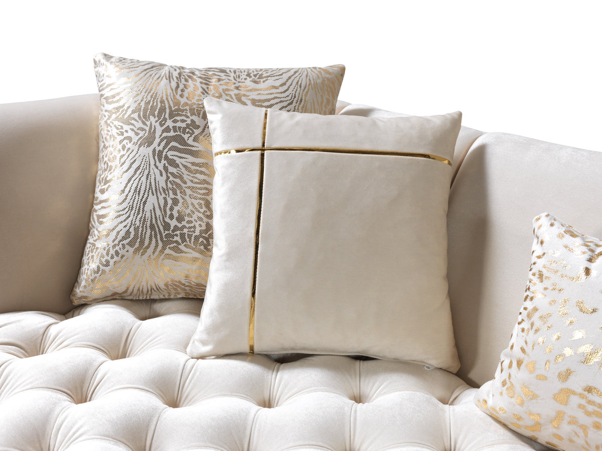 profile angle of Jenny ivory velvet sofa
