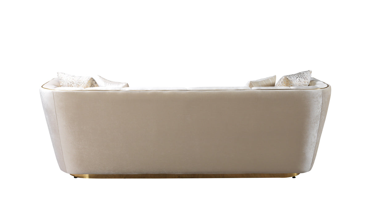 Jenny ivory velvet sofa and loveseat set in living room