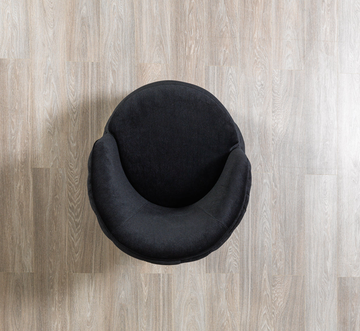 Top view displaying the plush velvet seat and backrest