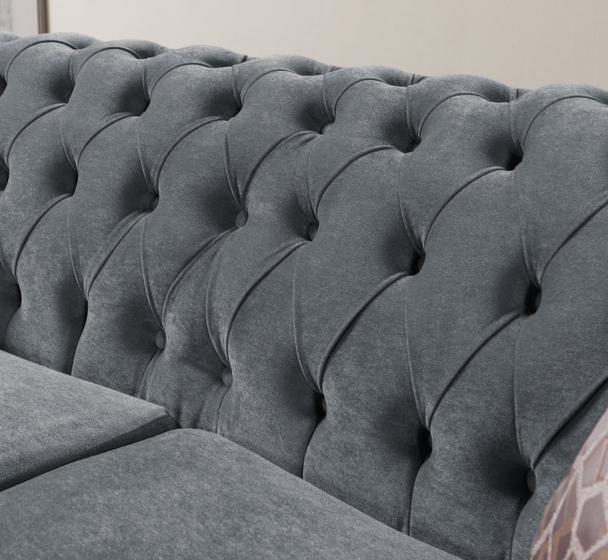 Chloe Gray Velvet Sofa front view