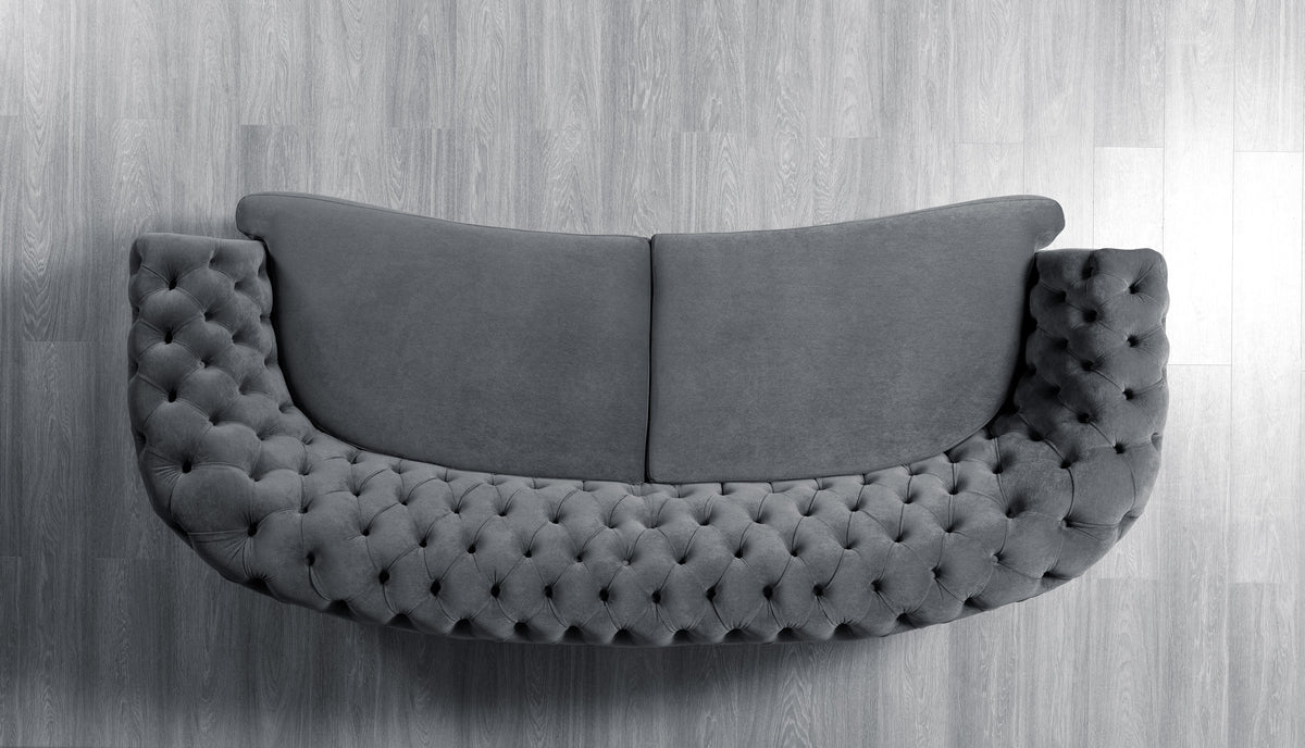 Chloe Gray Velvet Sofa corner detail