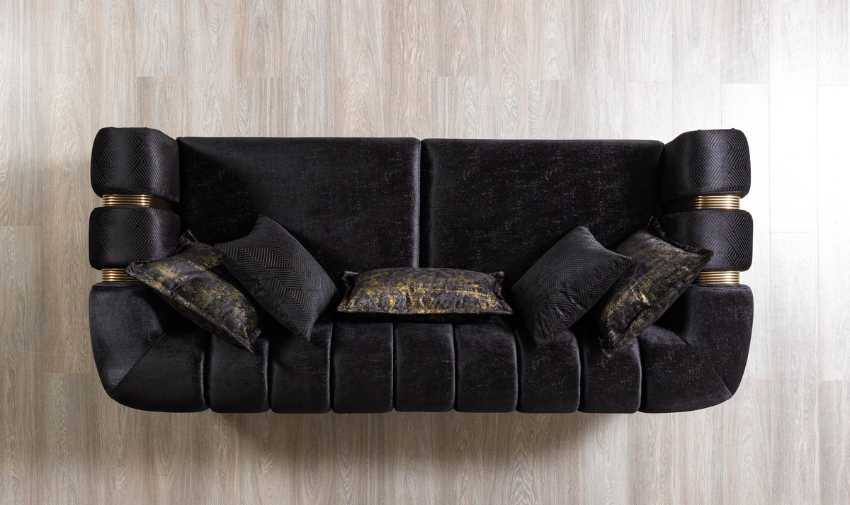 Santana Black Velvet Sofa view 8