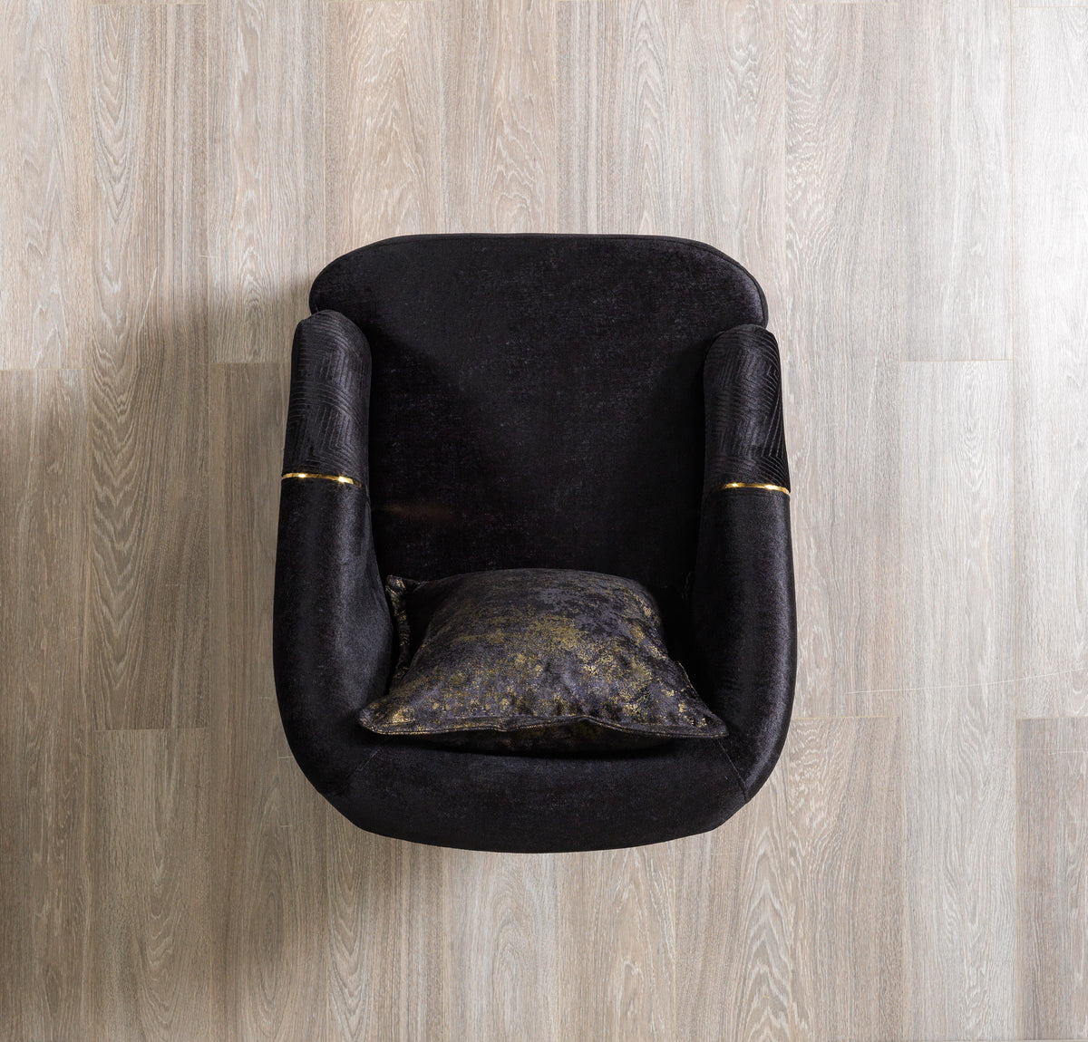 Ella Black Velvet Sofa and Loveseat set front view
