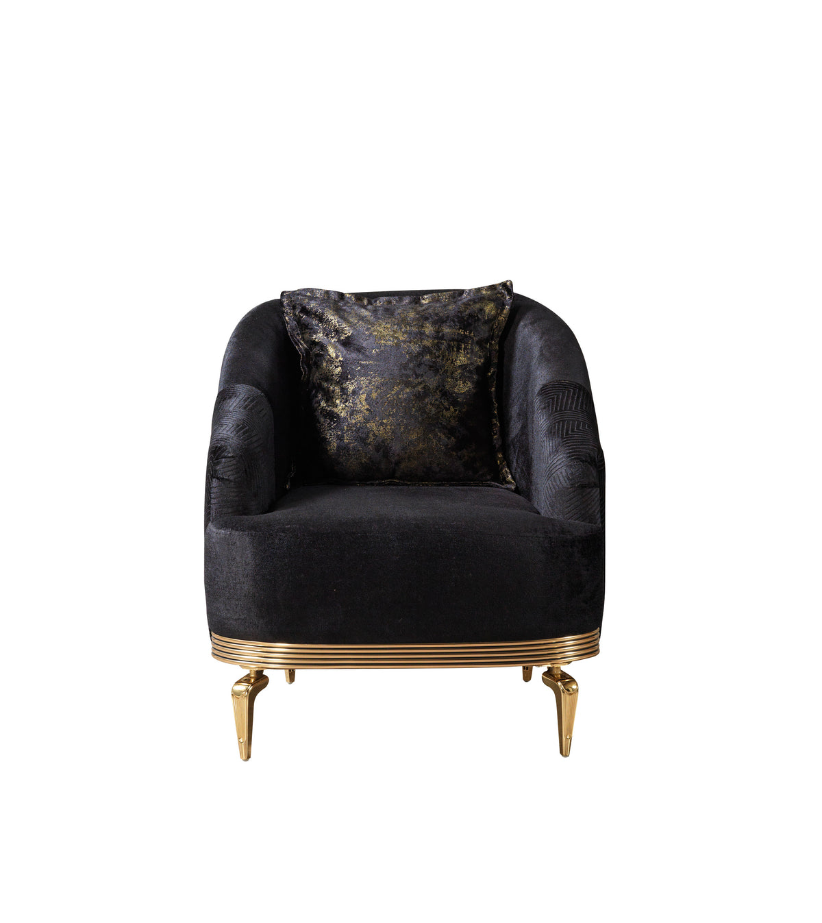 Back view of Ella Santana black velvet chair showing smooth finish