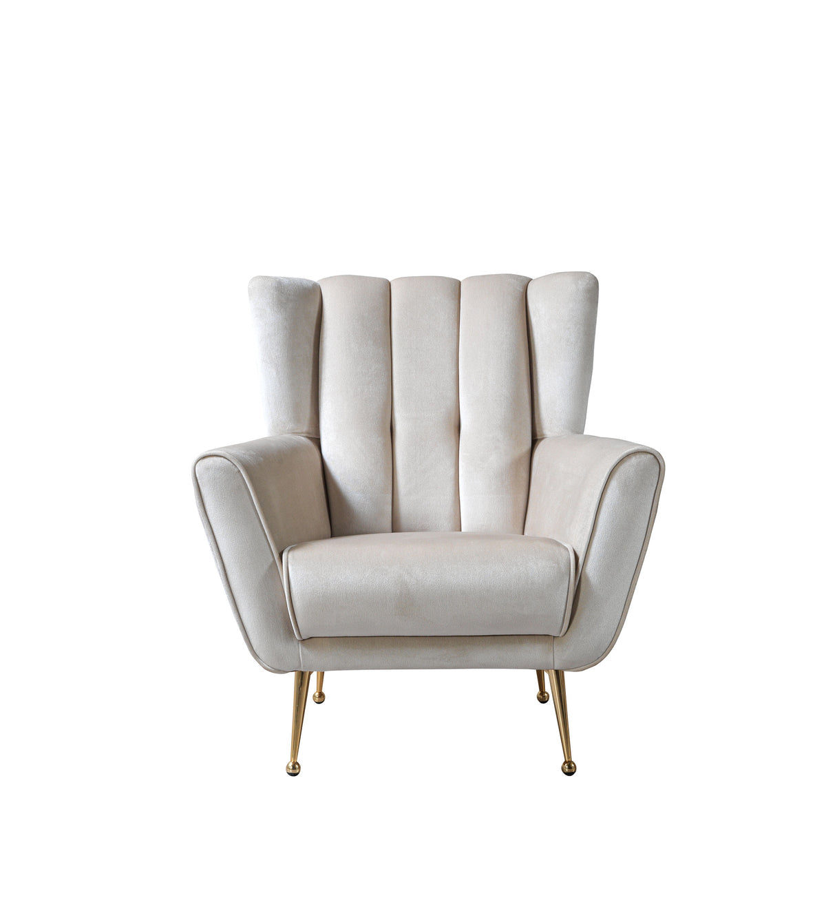 Close-up of ivory velvet texture on Bianka Chair