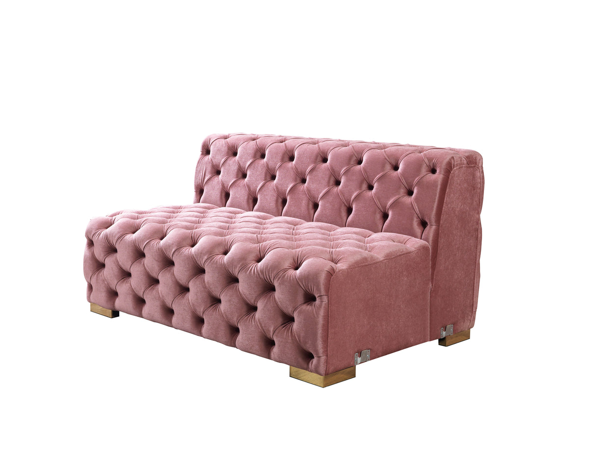 Seva Pink Velvet Double Chaise 138" Sectional sofa detailed fabric shot