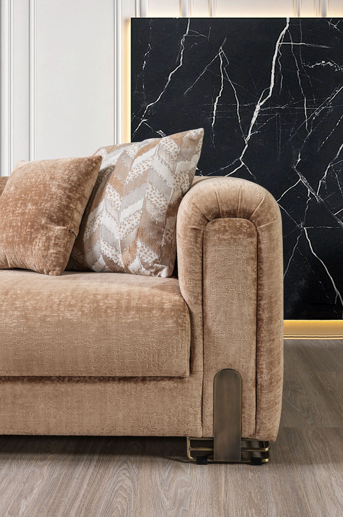 Back angle of Ameena Coffee Boucle Loveseat 71"