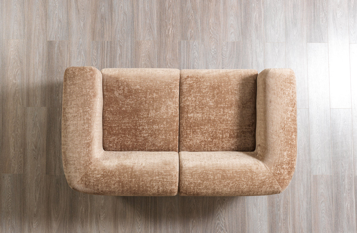 Side view showcasing loveseat proportions