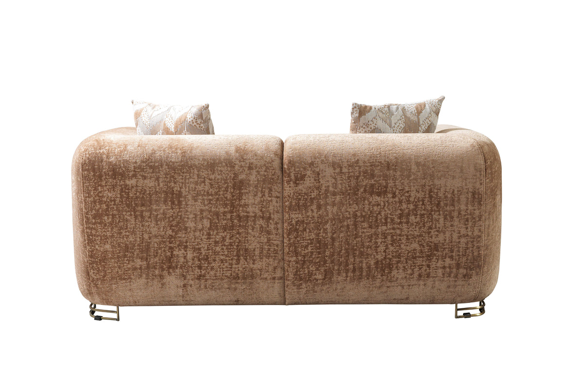 Angled view of sofa and loveseat complement