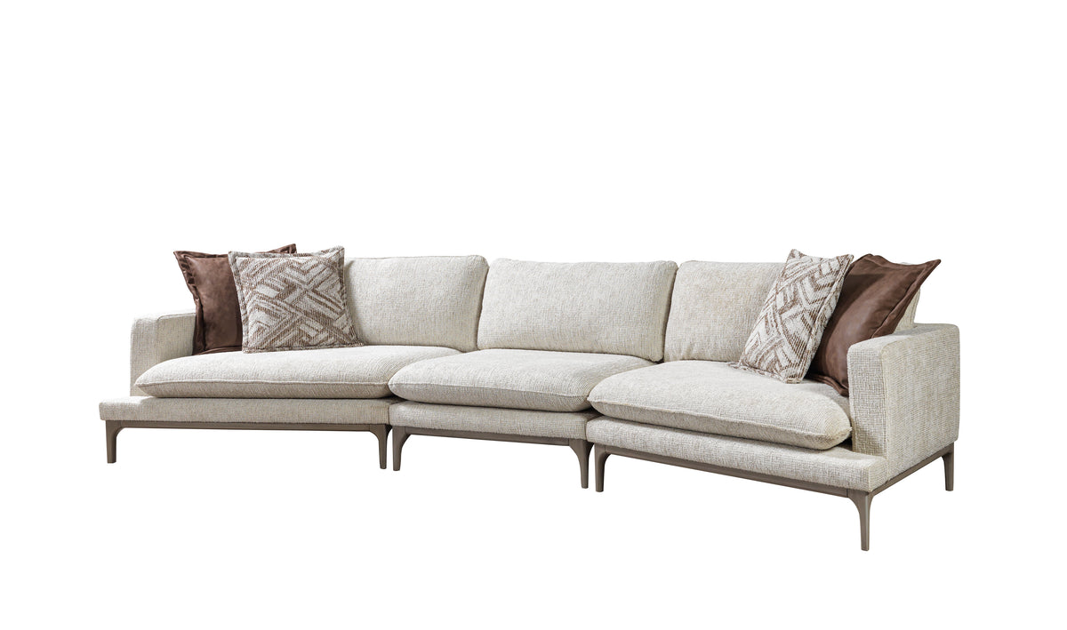 View of cushioning and fabric texture on Alexis sofa