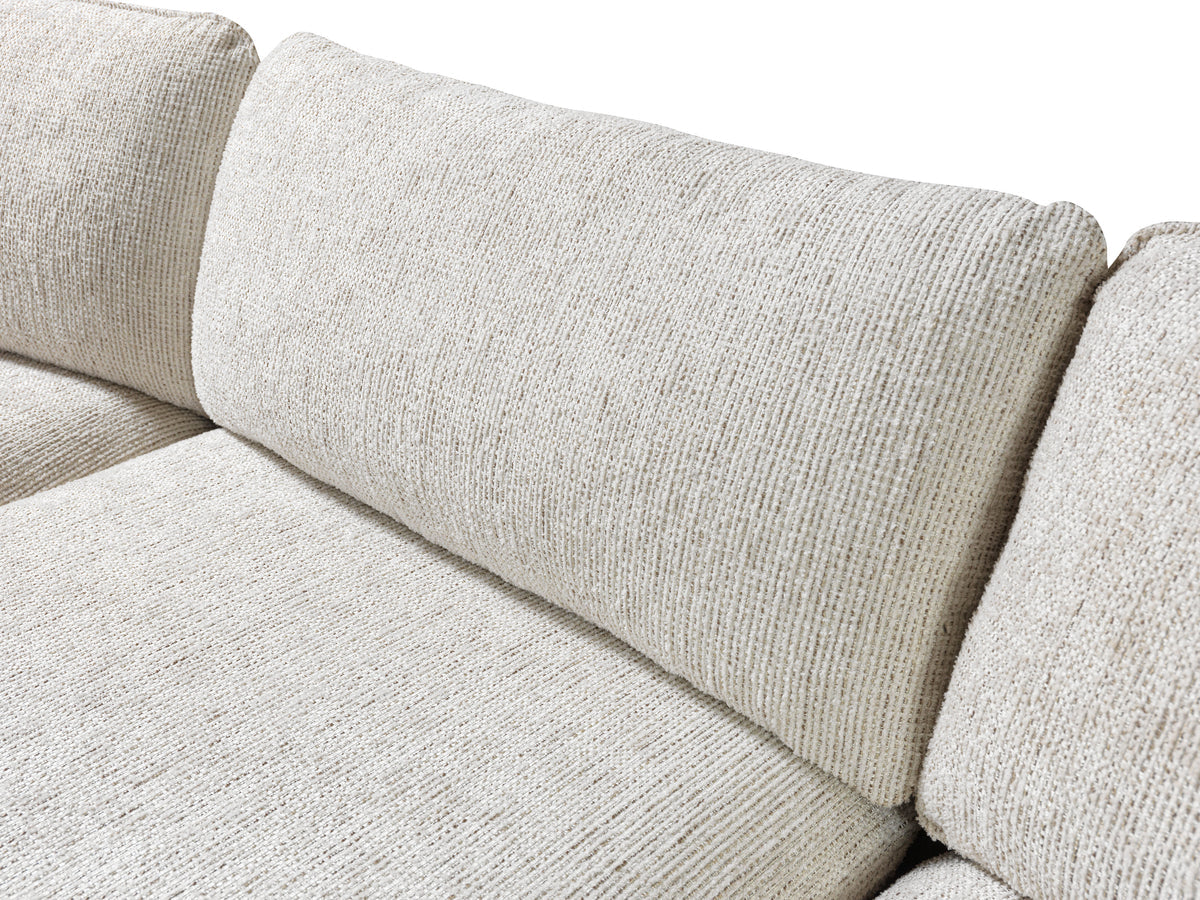 Front close-up of Alexis ivory linen sectional sofa