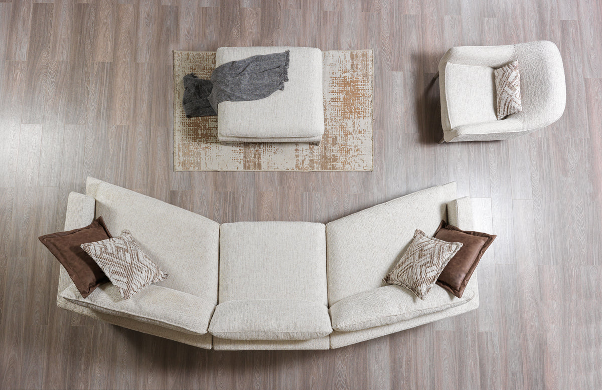 Side profile of curved Alexis sectional sofa