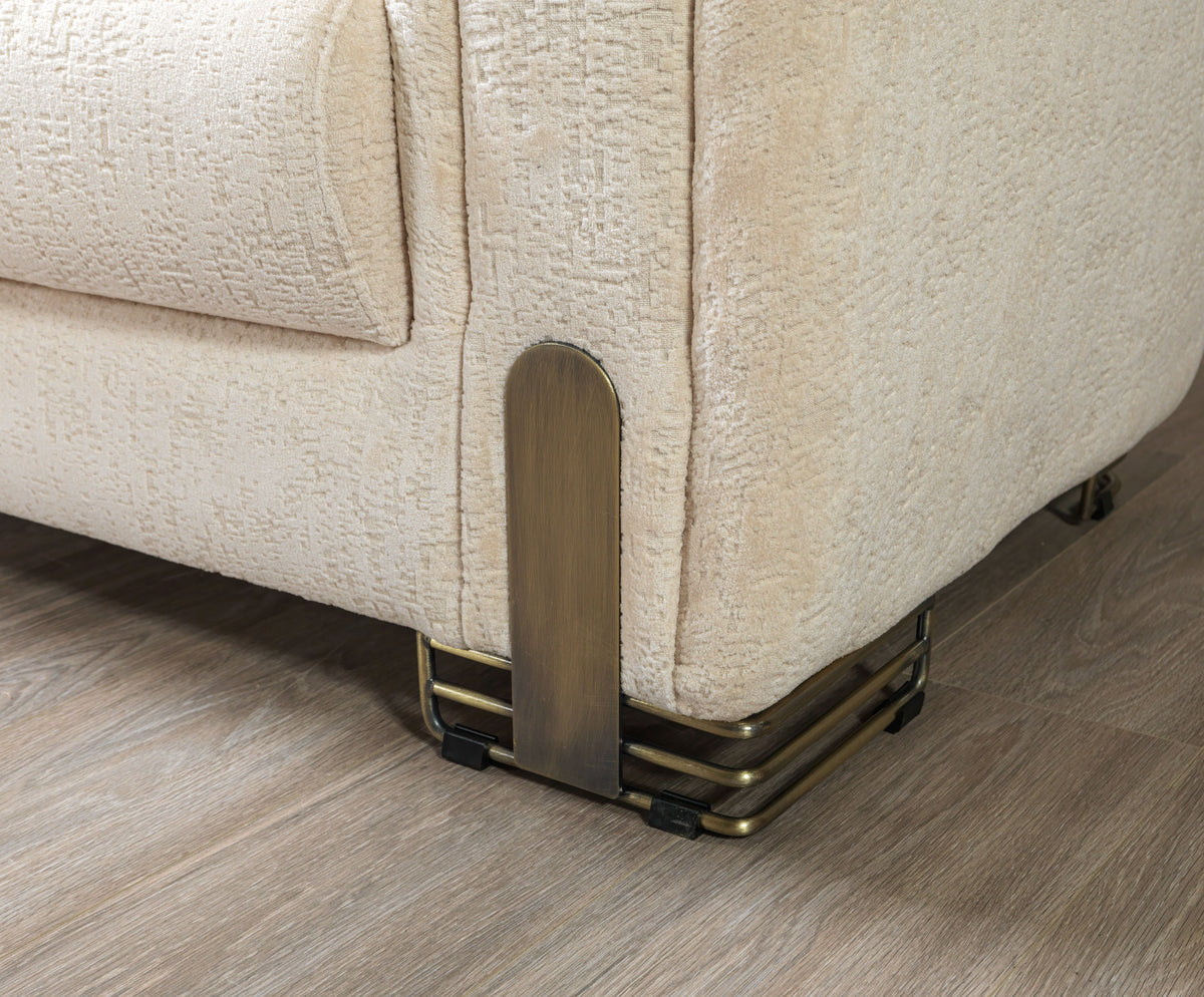 Fabric weave close-up of Ameena Ivory Boucle Sofa and Loveseat
