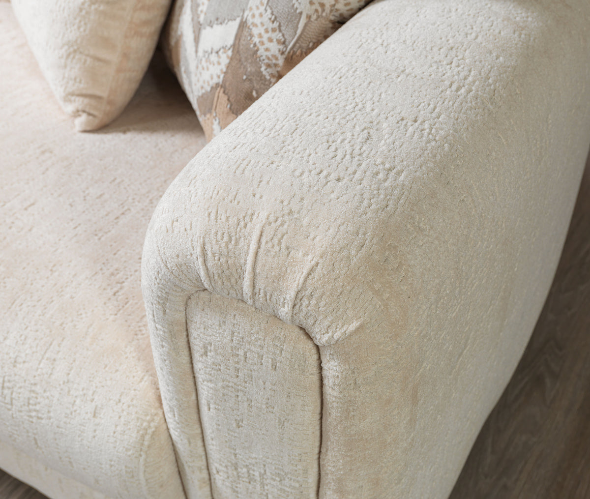 Main view showing both pieces of Ameena Ivory Boucle Sofa and Loveseat set