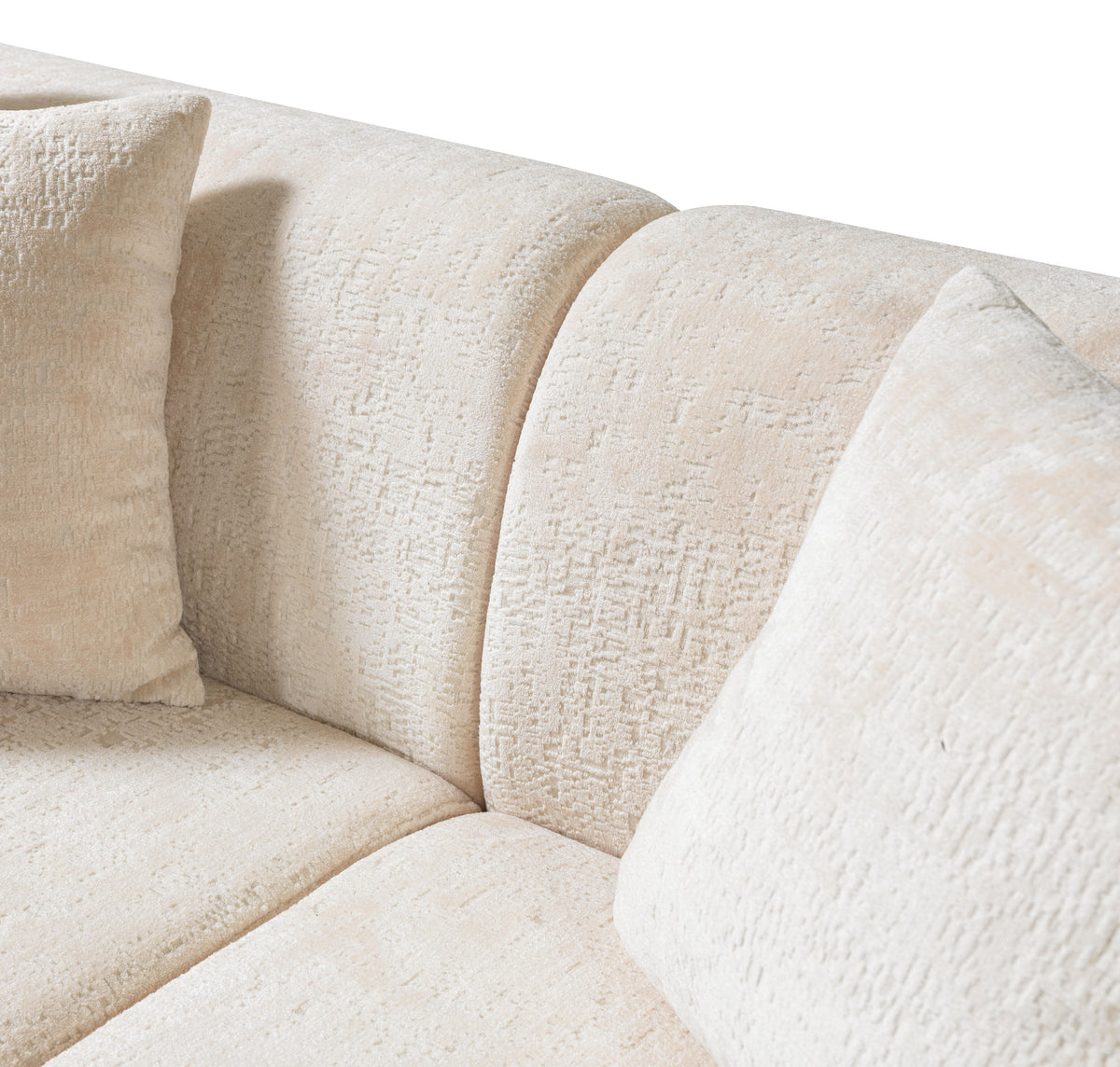 Another front angle of Ameena Ivory Boucle Sofa and Loveseat