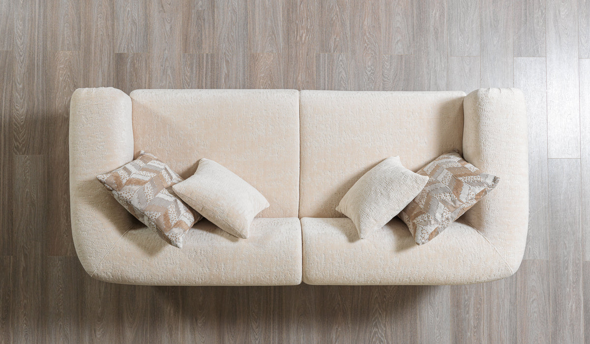 Close-up of sofa leg and fabric texture