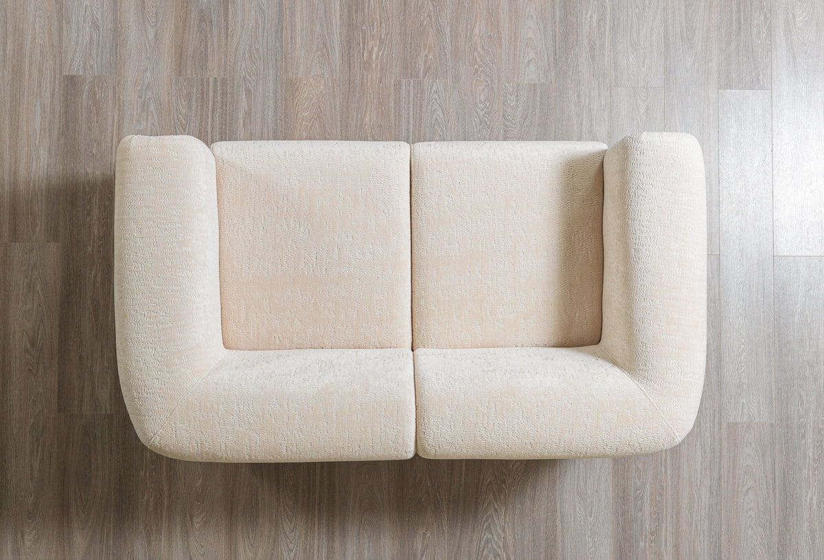 Ameena Ivory Boucle Sofa 93" and Loveseat 71" set in ivory fabric