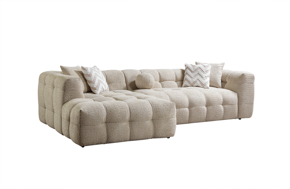 Lili Sand Boucle sectional sofa main angle view