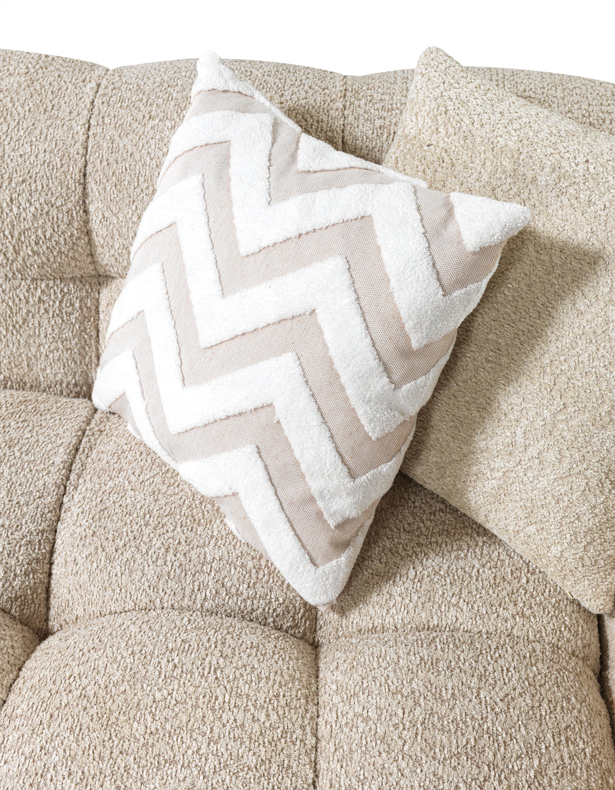 Lili Sand Boucle sectional sofa side profile
