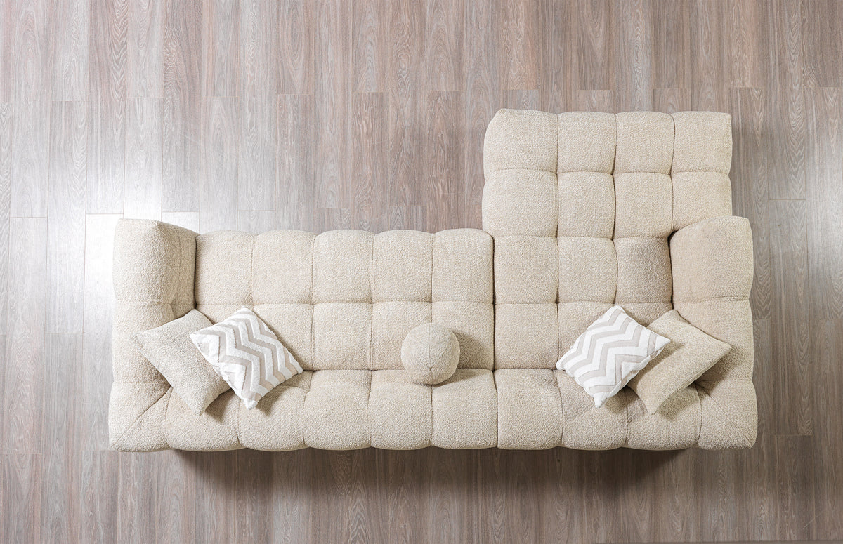 Lili Sand Boucle sectional sofa detailed close-up