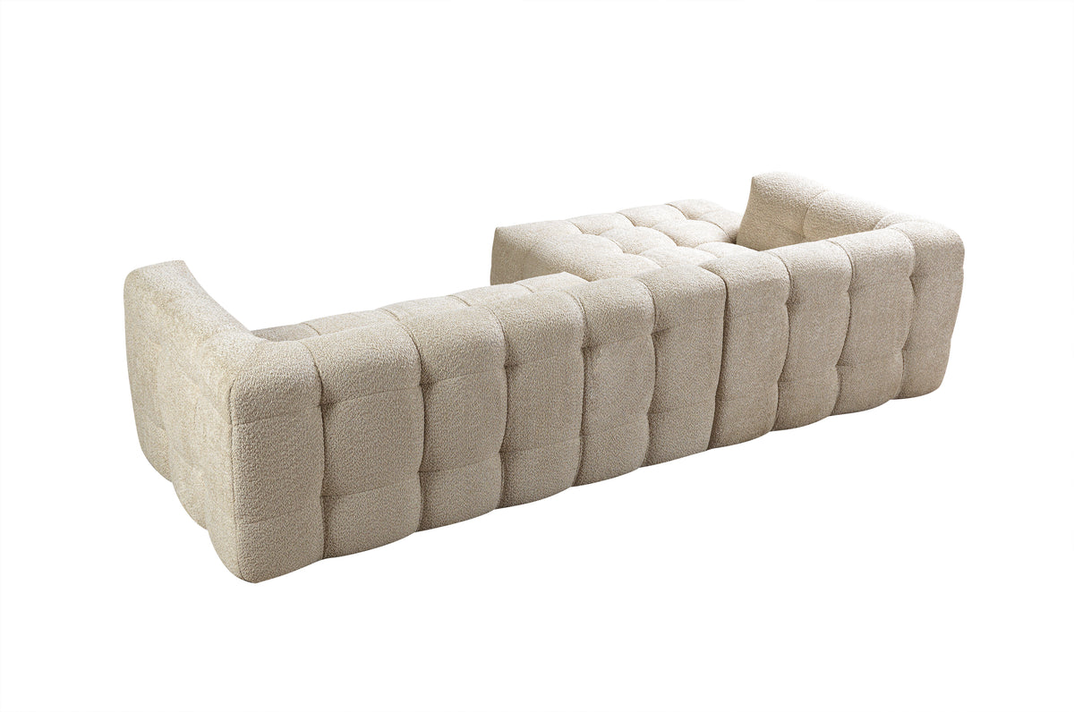 Lili Sand Boucle sectional sofa angled side perspective