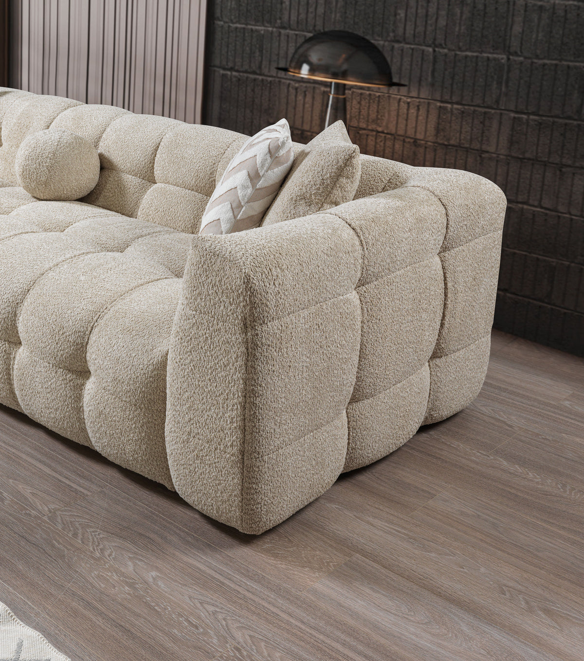 Lili Sand Boucle sectional sofa main front view