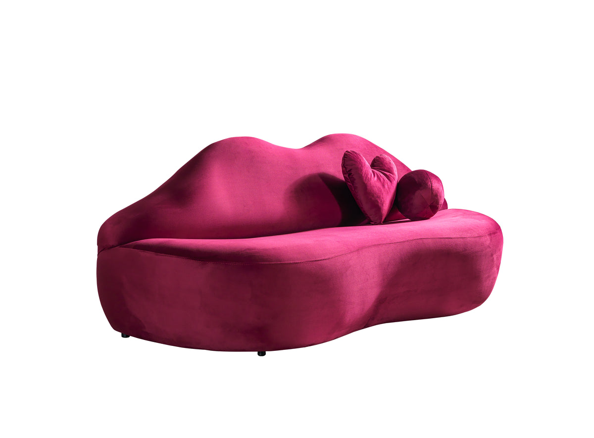 Back view of Audrey Maroon Velvet Loveseat
