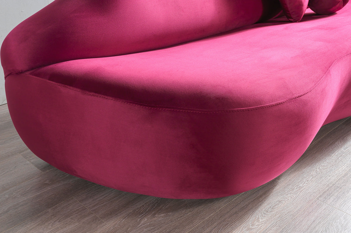 Detail of loveseat's wooden legs