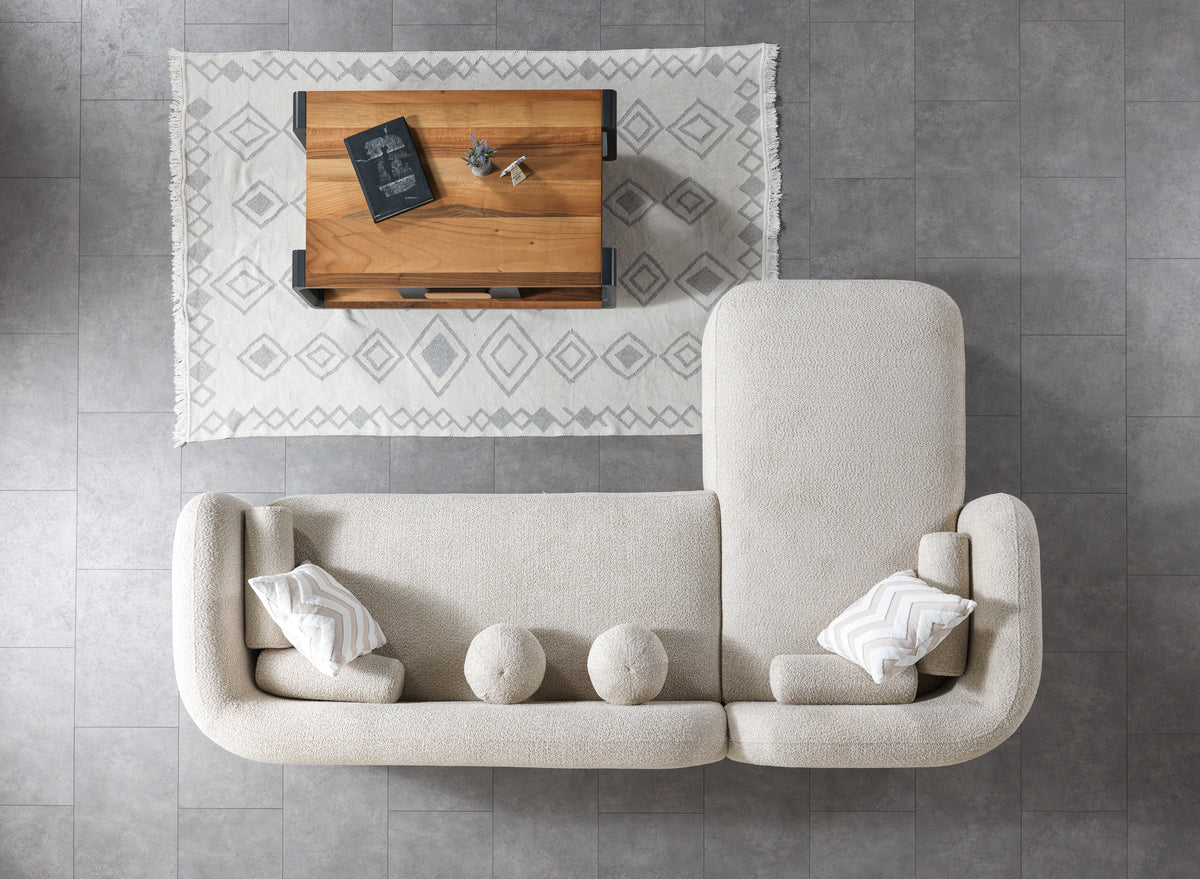 main view of Hanna Sand Bouclé LAF 110" sectional sofa
