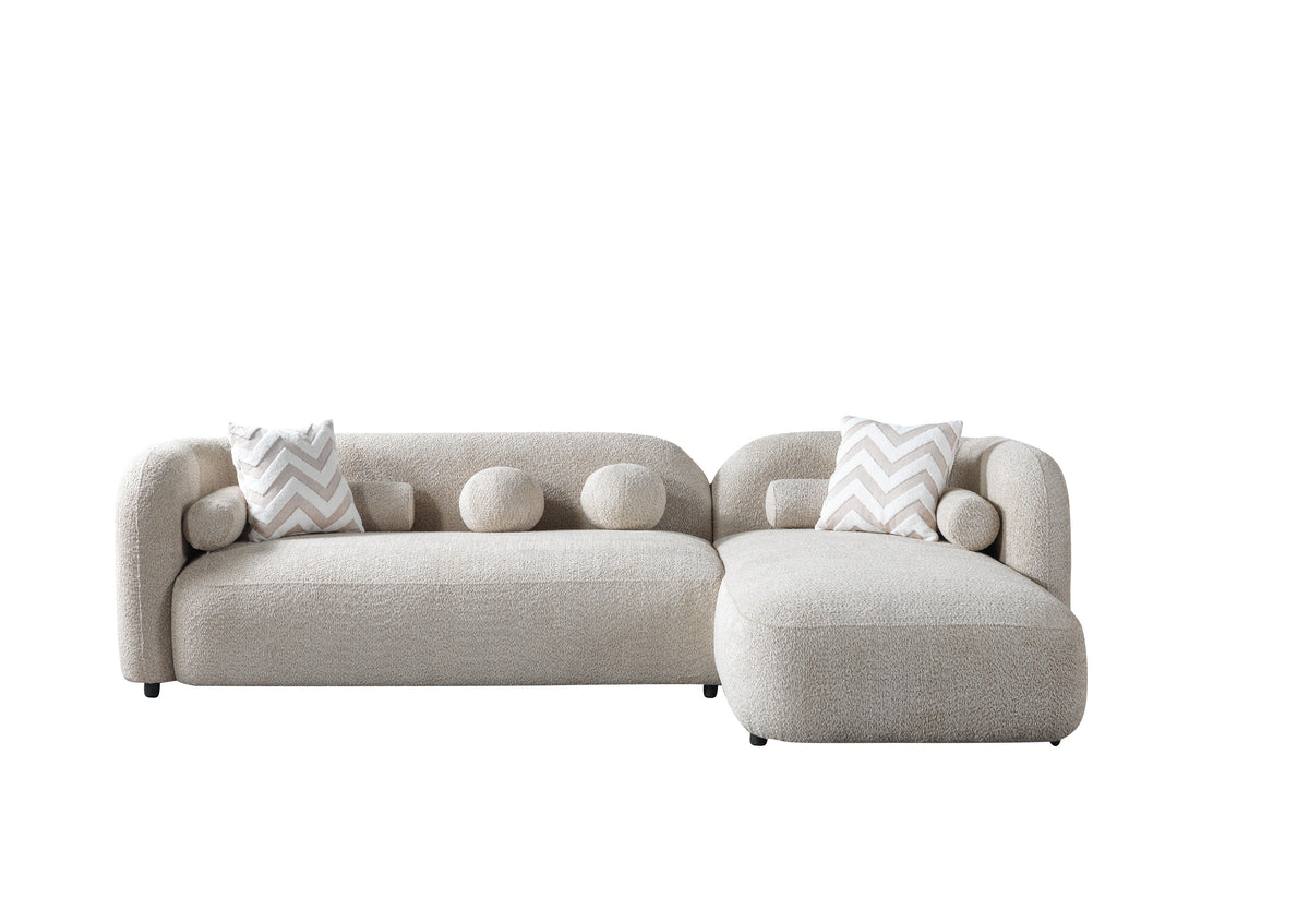side view of Hanna Sand Boucle RAF 110" Sectional sectional sofa