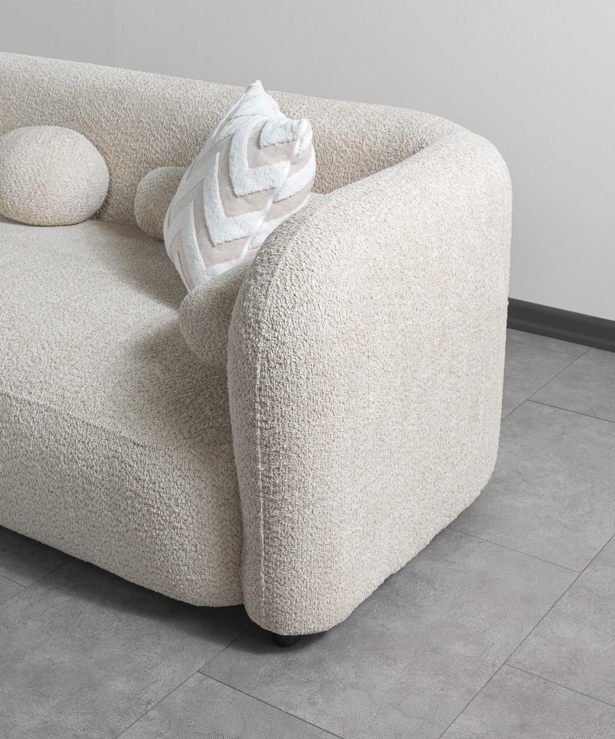 side view angle of Hanna Sand Bouclé LAF sectional