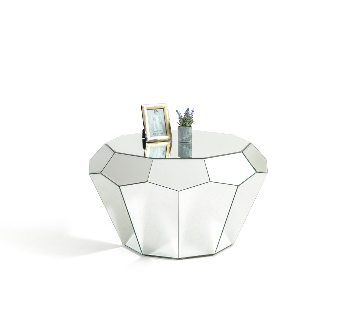 Amy Mirrored Diamond Coffee Table side view