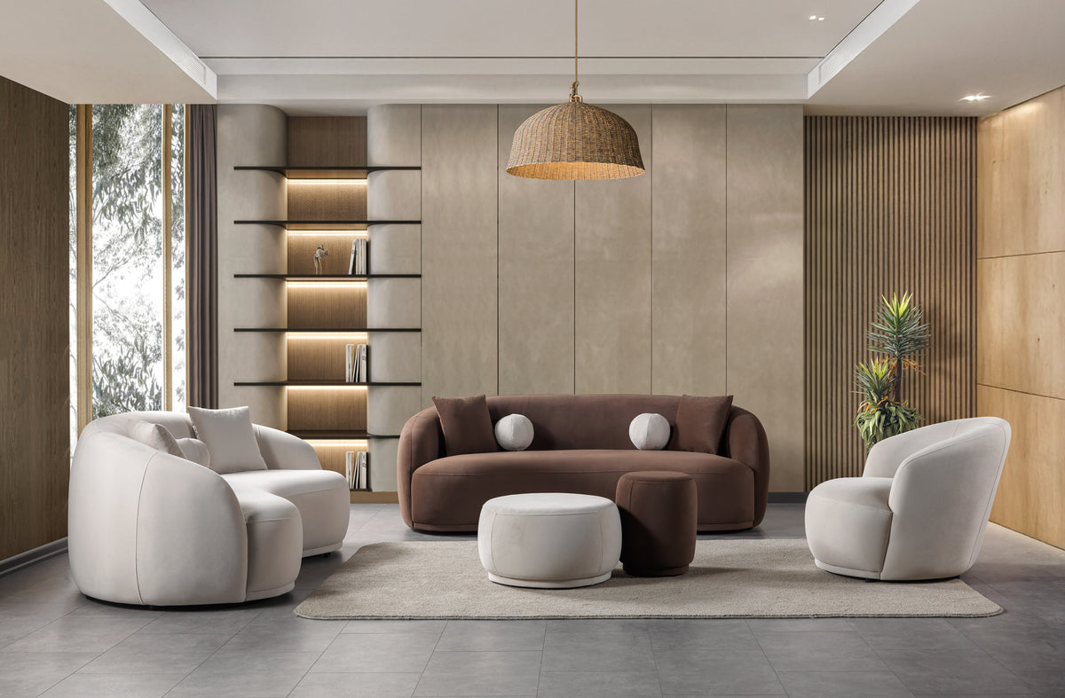 Emily Ivory Velvet Sofa 91" & Loveseat 81"