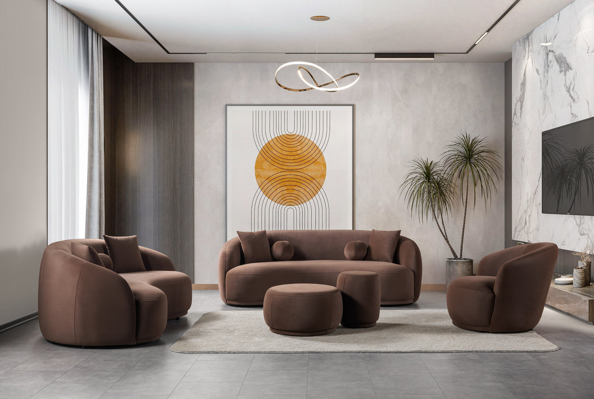 Emily Coffee Velvet Sofa 91"