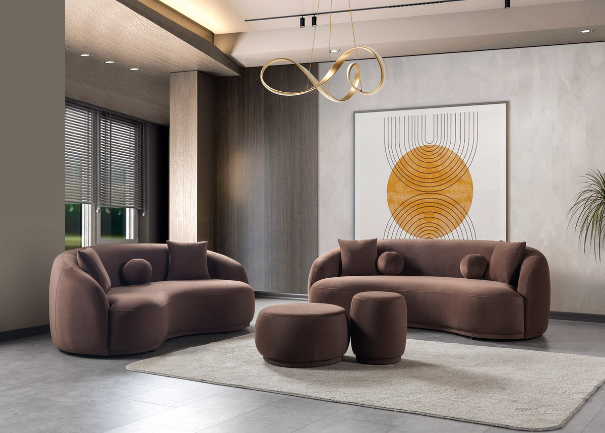 Emily Coffee Velvet Sofa 91" & Loveseat 81"