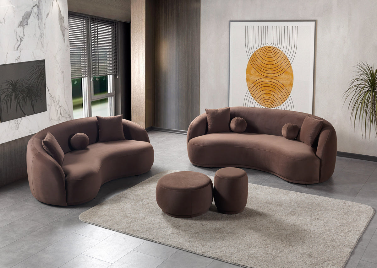 Emily Coffee Velvet Sofa 91" & Loveseat 81"