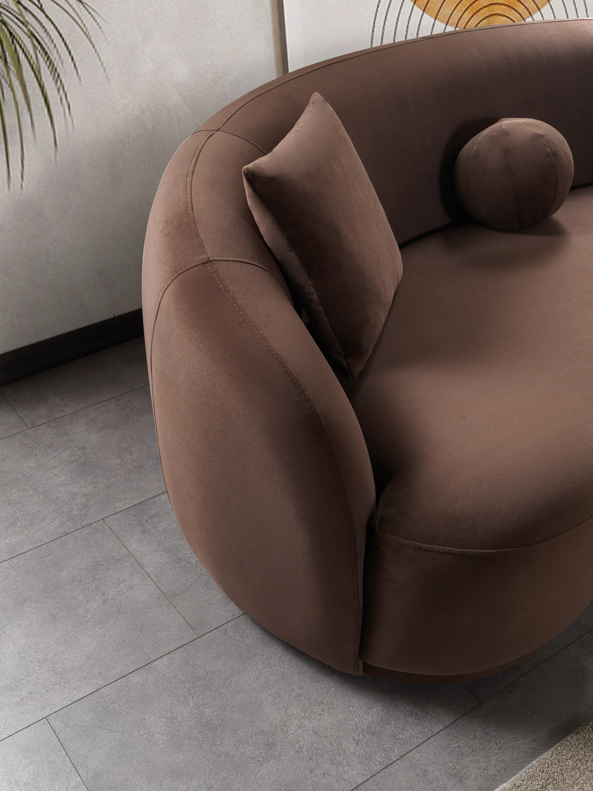 Emily Coffee Velvet Loveseat 81"