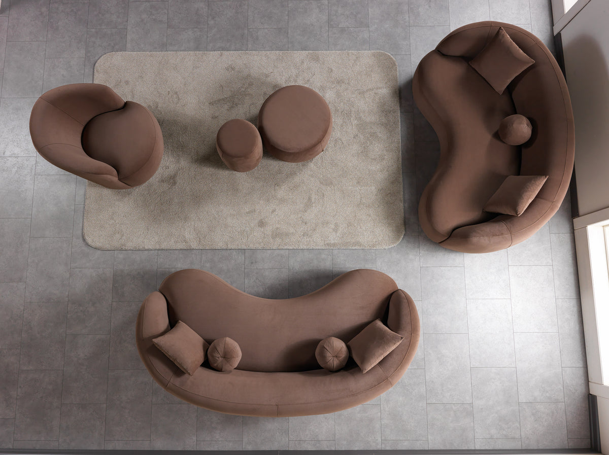 Emily Coffee Velvet Sofa 91" & Loveseat 81"