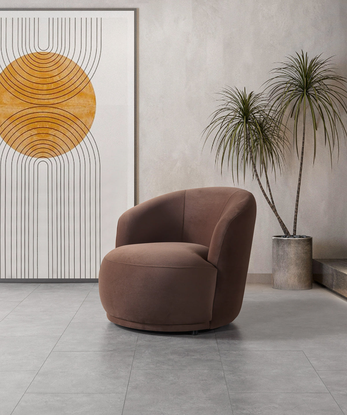 Emily Coffee Velvet Accent Chair
