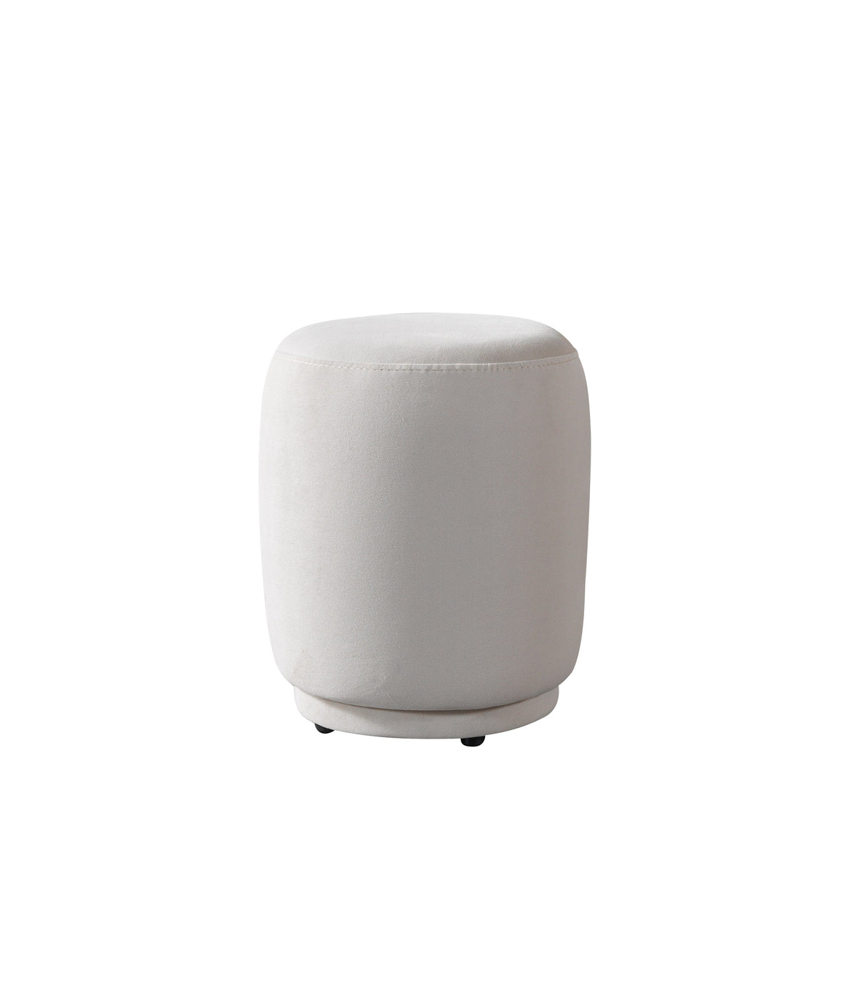 Ava Ivory Velvet Accent Stool front view