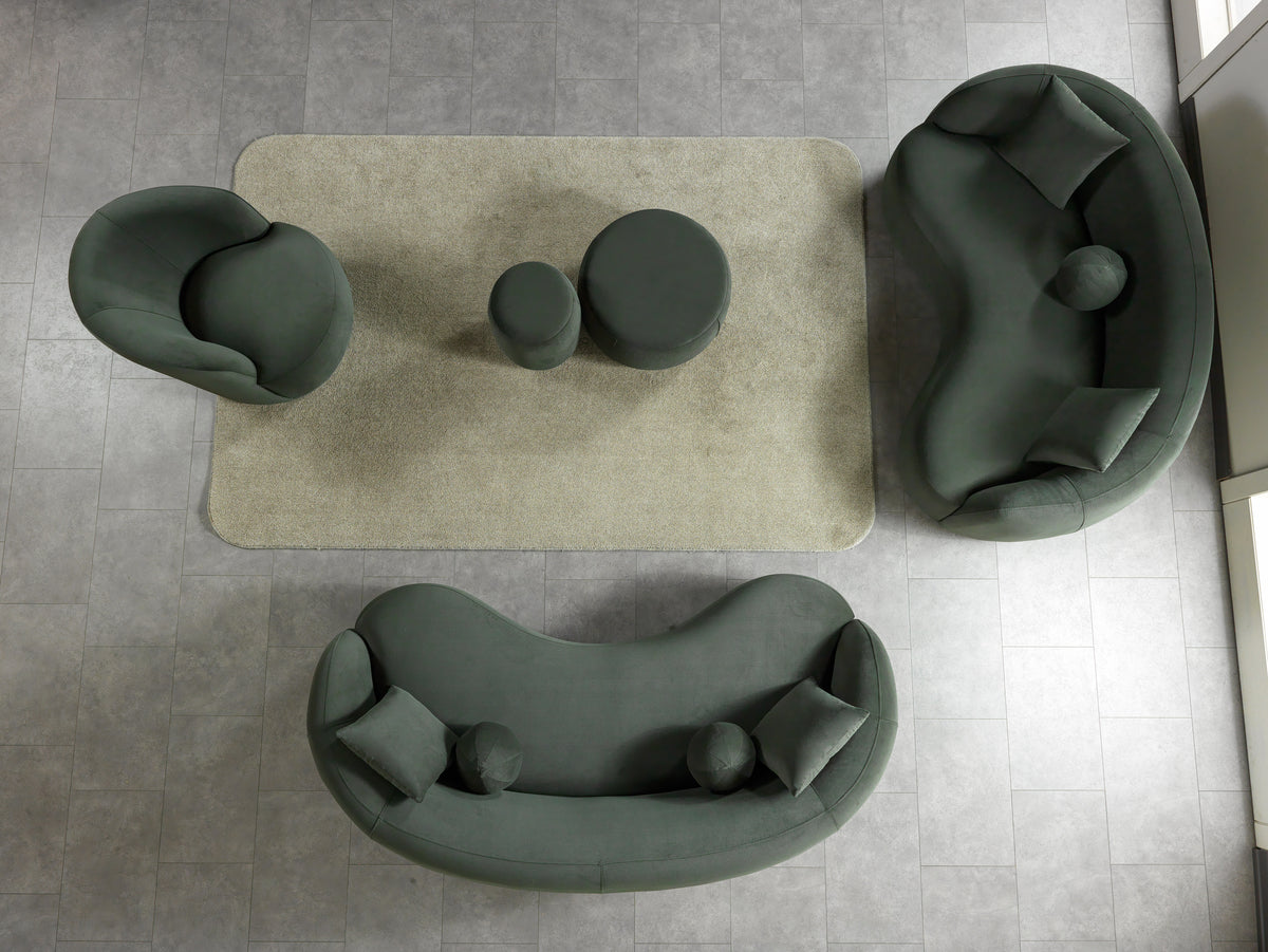 Emily Green Velvet Sofa 91" & Loveseat 81"