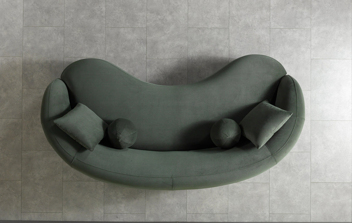Emily Green Velvet Sofa 91" & Loveseat 81"